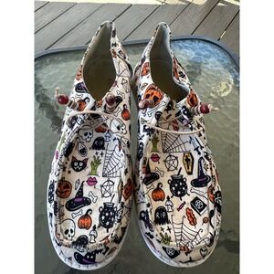 Halloween Spooky Canvas Slip On Loafers Women Size 42 Pumpkin Witchy Goth